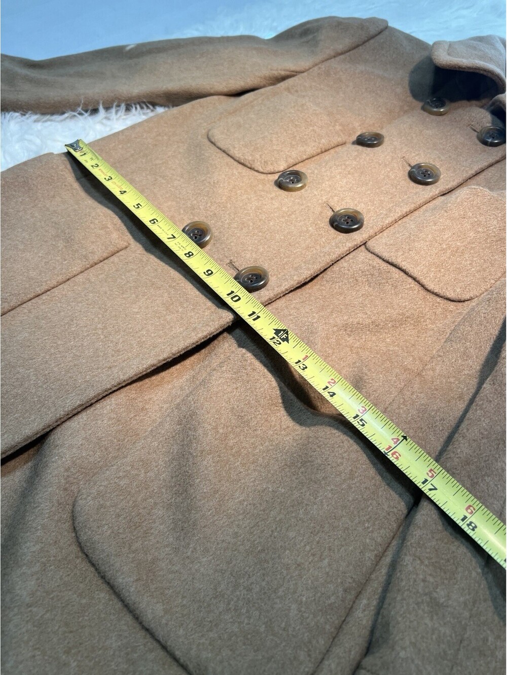 Wool J CREW size 2 camel-colored double-breasted pea coat - Picture 6 of 8